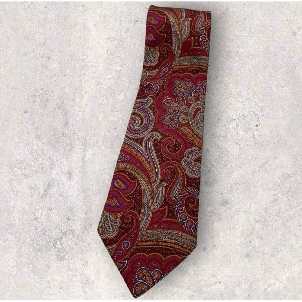 ETRO Silk Tie ITALY Burgundy Paisley W:3.8" EUC
